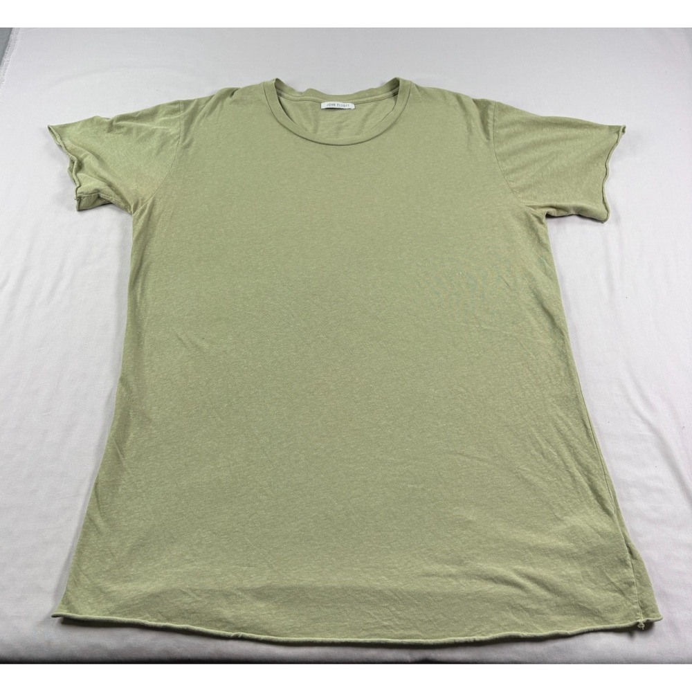 John Elliott Shirt Mens Size 3 (Large) Green Crew Neck Short Sleeve Cotton‎
